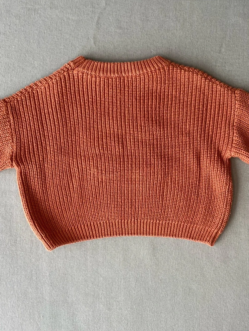Upcycled Autumn Orange Knit Sweater with Pumpkin Hand Embroidery